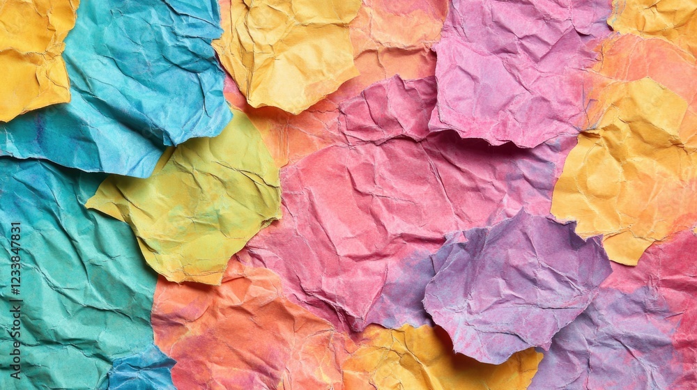 Aufkleber vibrant colorful crumpled paper background with ample space for custom text and creative designs