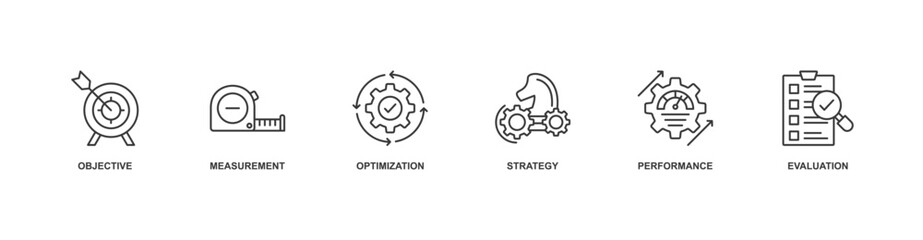 KPI icon vector illustration concept with icon of objective, measurement, optimization, strategy, performance, evaluation