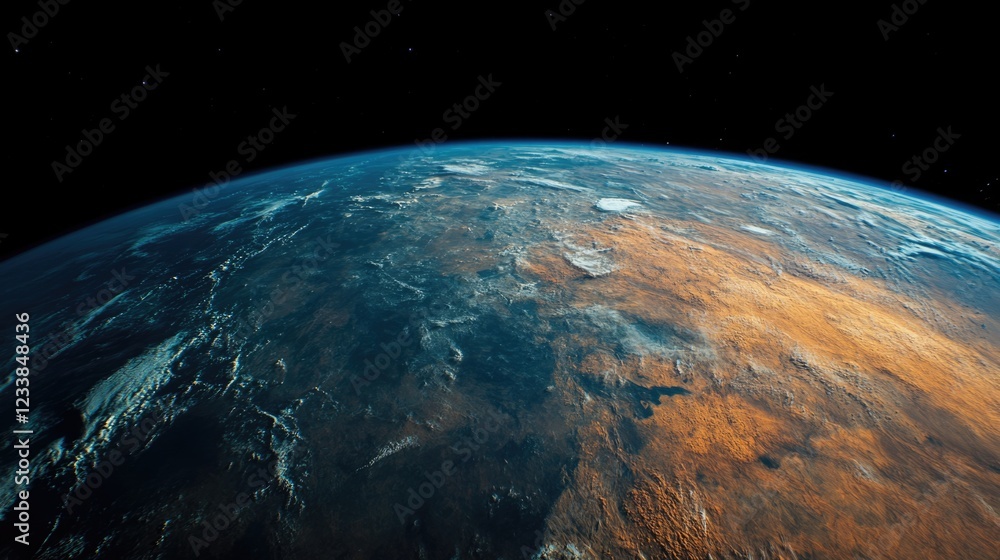 Fototapete close up view of earth showcasing vibrant colors and textures with blank space for text or graphics 