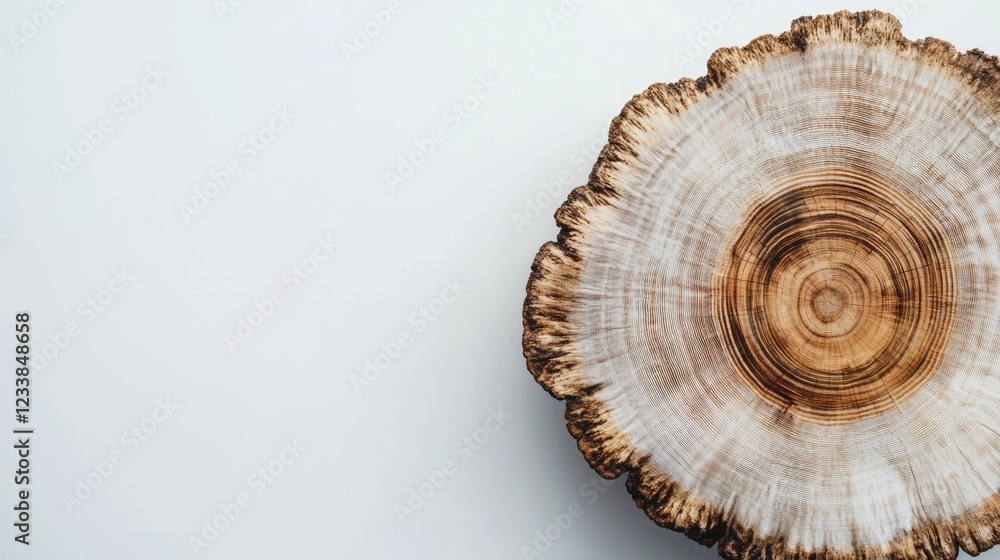 Leinwandbilder Tree cross section displaying annual rings with blank space for text and background suitable for design or educational purposes