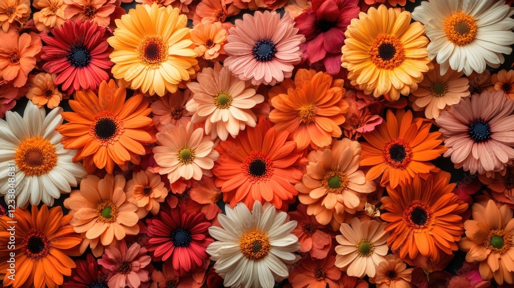 Fototapete vibrant floral arrangement with colorful flowers in various shades creating an elegant background an