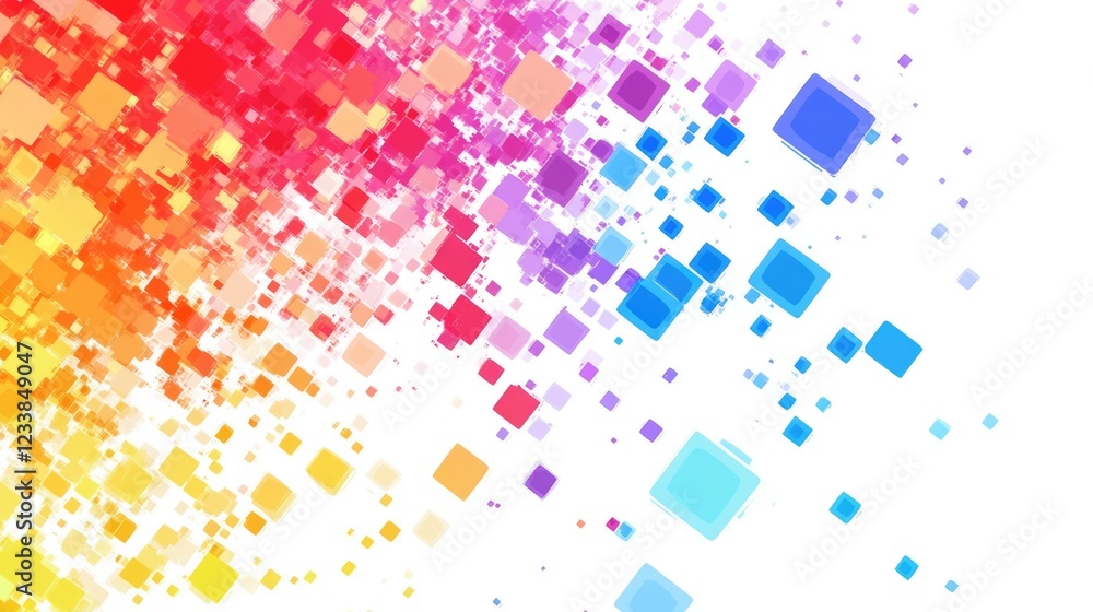  colorful geometric pixel block background with dynamic patterns and space for text or creative desig
