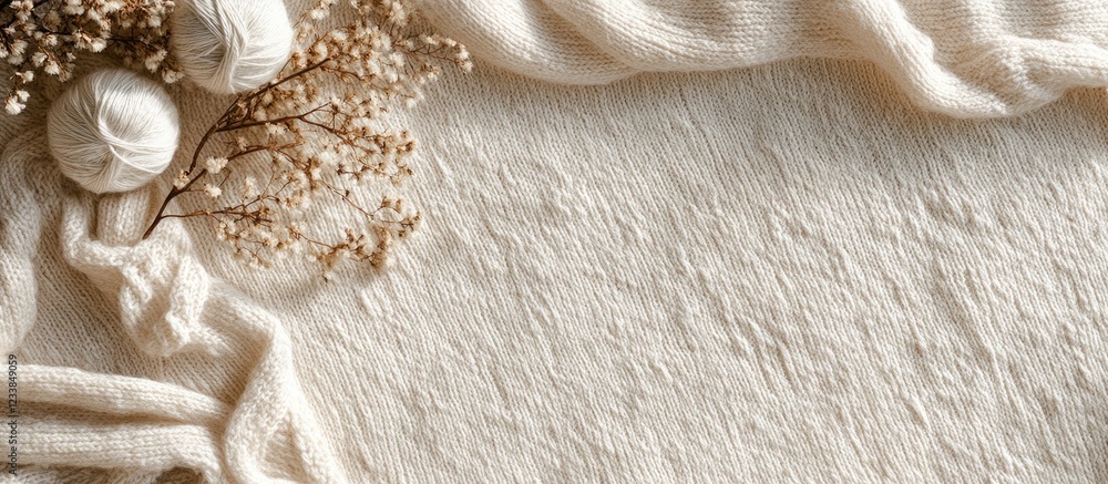 Aufkleber Elegant Invitation Card Mockup on Soft Cotton Fabric with Knitting Details and Ample Copy Space for Custom Text in a Top View Perspective