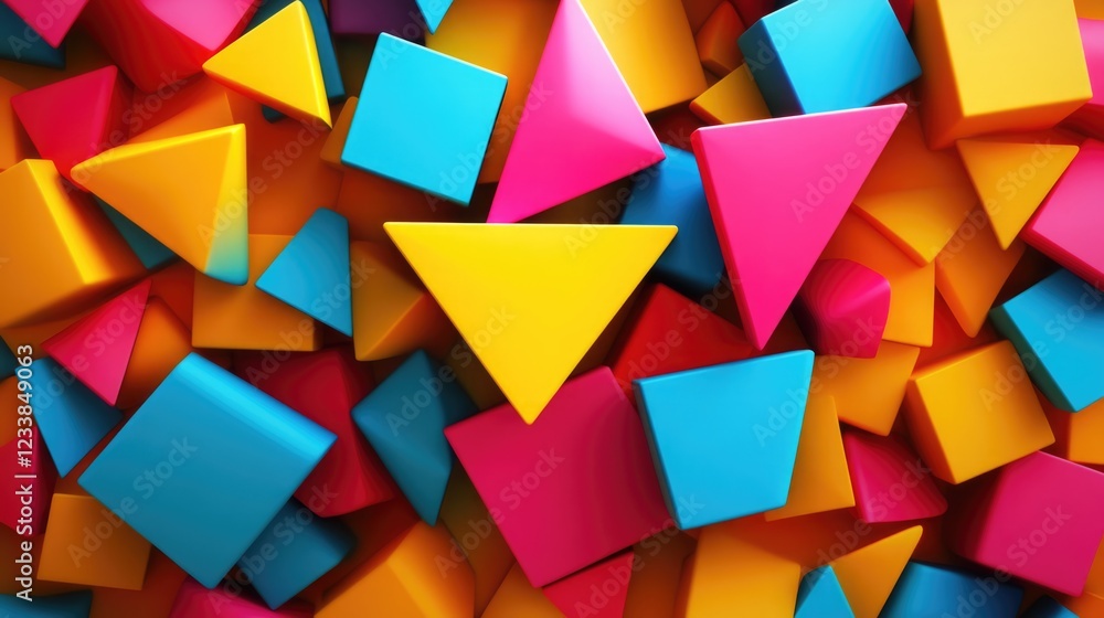 Poster vibrant colorful geometric shapes background with blank copyspace for creative call to action and te
