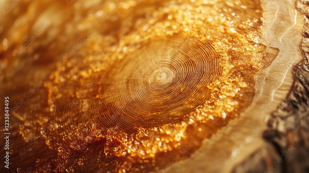 Poster Macro close-up of tree trunk slice showcasing intricate natural textures and smooth patterns highlighting the beauty of wood biology in detail