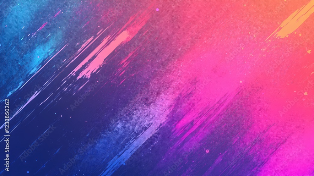 Poster colorful abstract brush strokes creating a vivid canvas texture with dynamic hues of blue, pink, and