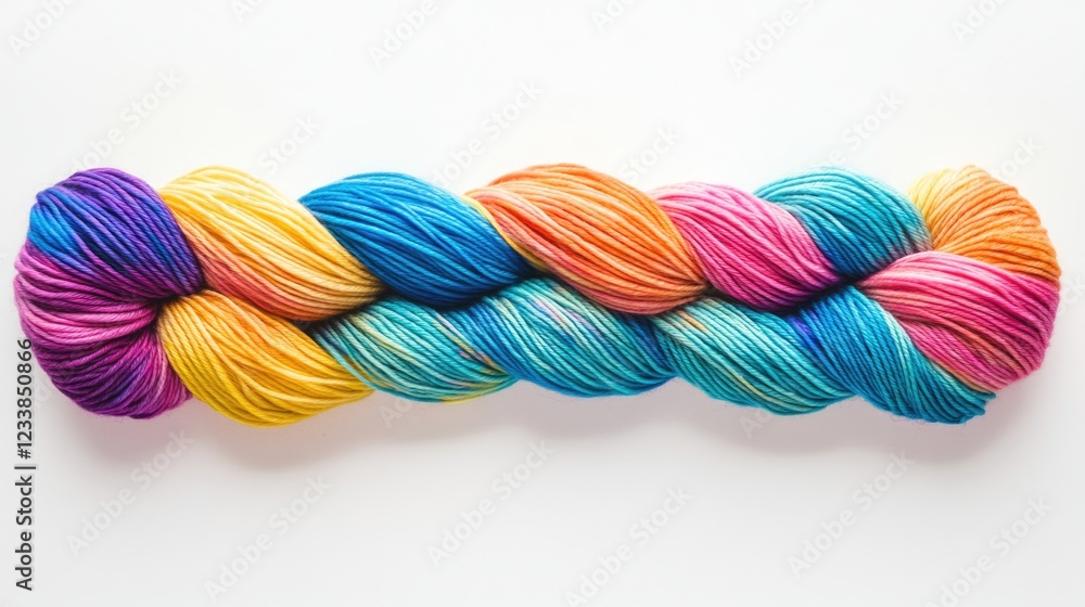 Aufkleber vibrant multicolored yarn on white background perfect for creative projects and design text space