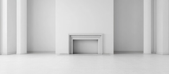 Modern Minimalist Living Room with Elegant Fireplace and Ample Space for Custom Text or Branding