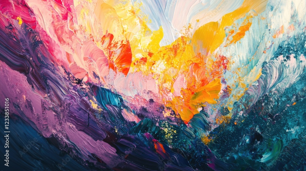 Aufkleber abstract colorful brush stroke painting with vibrant hues and dynamic textures ideal for background 