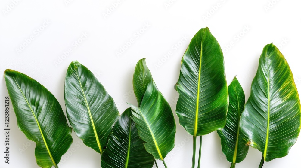 Aufkleber vibrant tropical leaves arranged on a white background creating a fresh and serene atmosphere ideal 