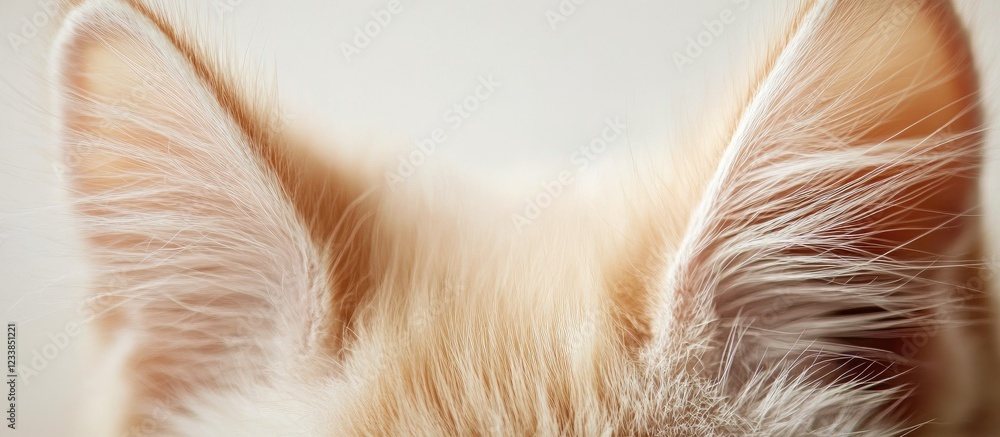 Aufkleber cat ears and whiskers close-up with blurred background for text space and feline features