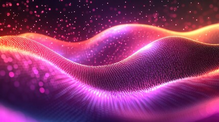Obraz premium Glowing particle waves, abstract background, digital art, futuristic design