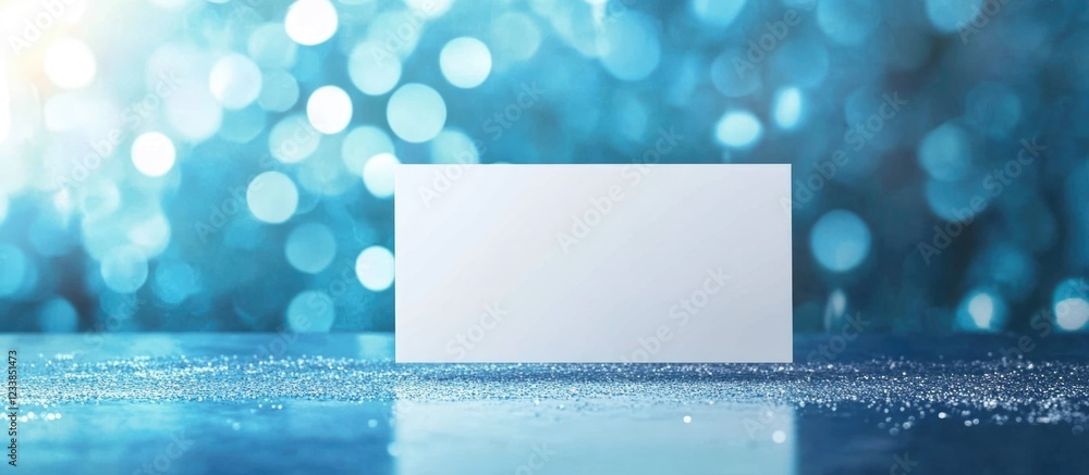 Poster white message board for quotes on sparkling blue background with ample empty space for invitations a