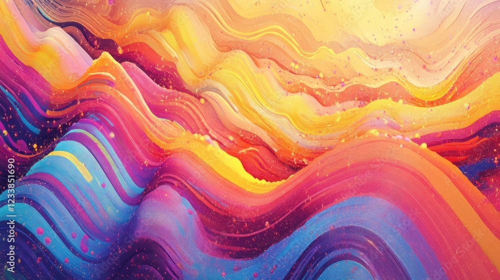 Poster colorful abstract waves illustrating vibrant motion and energy in a dynamic artistic background