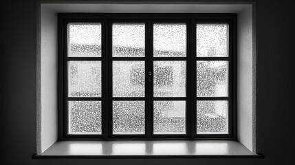 Gloomy Police Station Window Creating Atmosphere of Isolation and Mystery