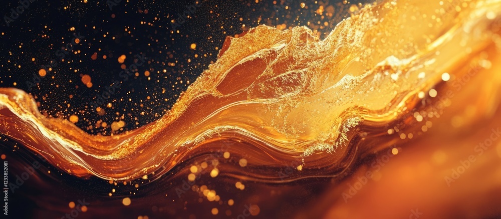Leinwandbilder Elegant abstract golden liquid wave background featuring spacious area for text and a dynamic design full of movement and richness.