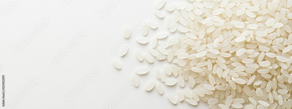 Aufkleber glutinous white rice pile on light background with copy space for text and design elements