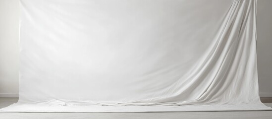 Obraz premium Linen backdrop with soft draping and ample blank space ideal for showcasing text or design elements in your creative projects.