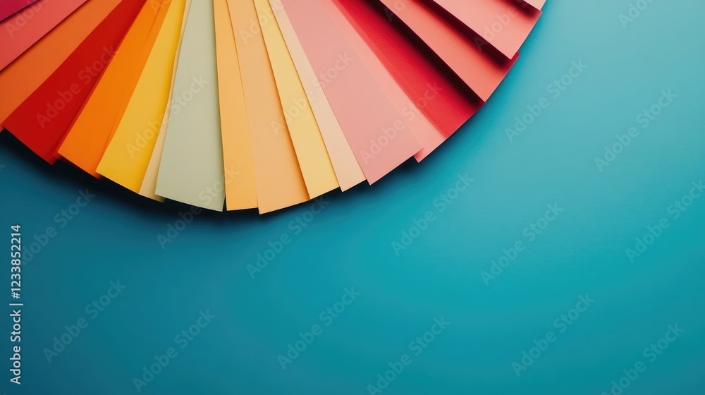 Poster Vibrant Color Wheel with Gradients on Blue Background for Creative Design Projects Featuring Copyspace for Text