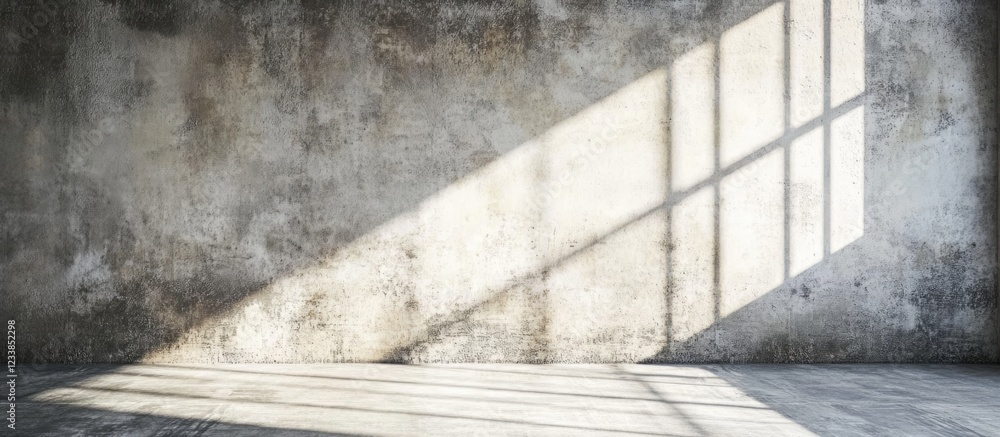 Poster light and shadow interplay on a blank wall creating an expansive canvas for text or design elements 