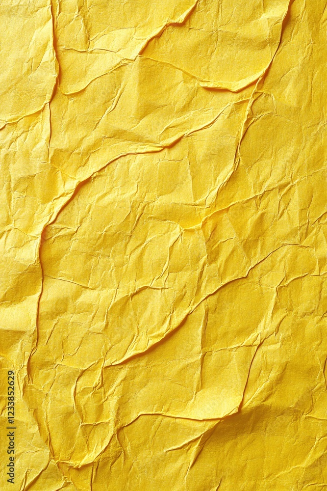 Poster textured yellow paper with creases and folds creating a vibrant abstract background pattern