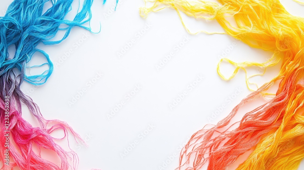 Leinwandbilder vibrant soft yarn in vivid colors arranged on white background creating space for text or design ele