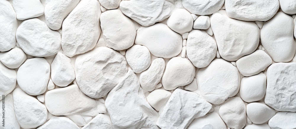 Aufkleber white pebble stone wall background texture with large blank area ideal for customizable text or mark