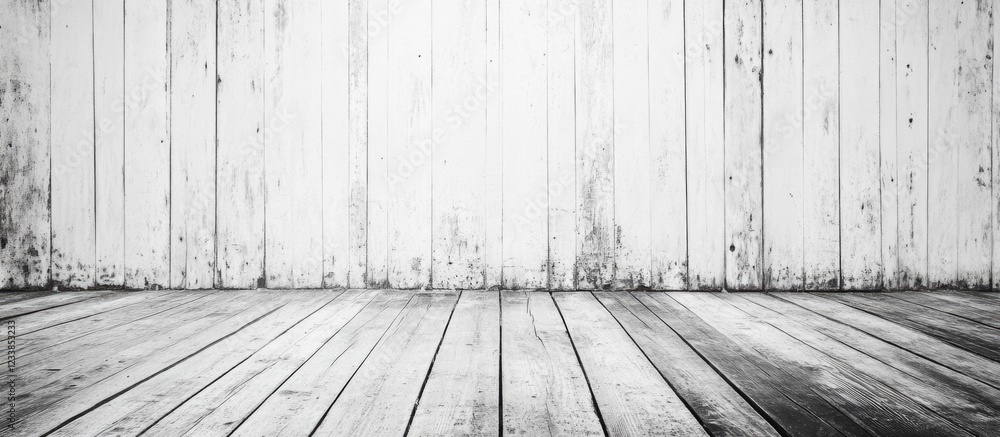 Poster white weathered wooden background texture with ample empty space for text or graphic placements in a