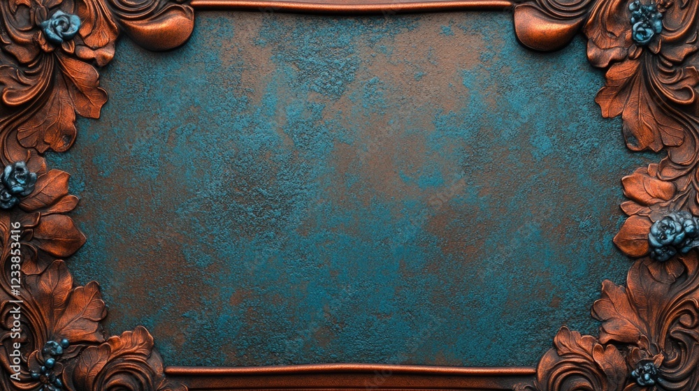 Aufkleber rustic vintage textured background in brown and blue featuring ornate frame design ideal for graphic