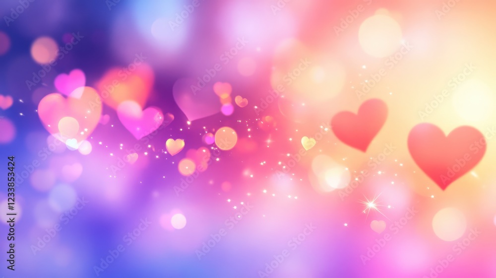 Aufkleber romantic bokeh background with glowing hearts and vibrant colors creating a dreamy and affectionate 