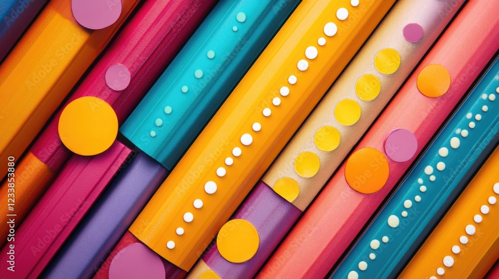 Poster colorful abstract macro background with geometric patterns and empty space for text overlay in vibra