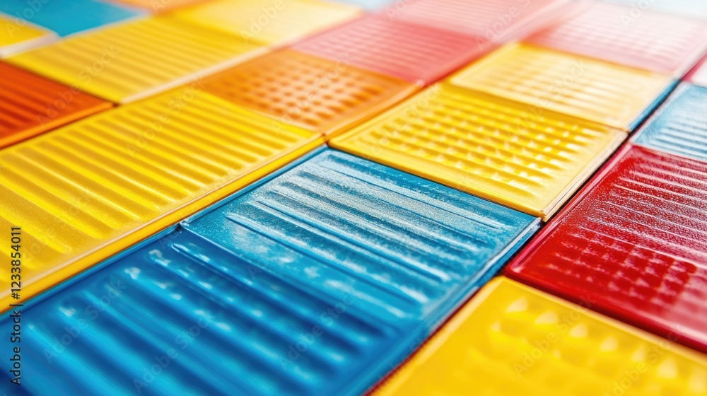 Poster colorful geometric tiles macro background with smooth textures and space for overlay text or brandin