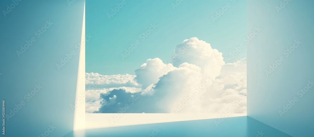 Poster refined perspective on growth with empty copy space for text featuring sky and clouds in a minimalis