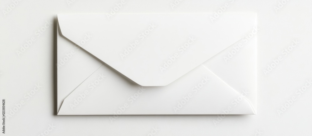 Poster minimalist white envelope on a soft light background ideal for greeting card mockups and blank space