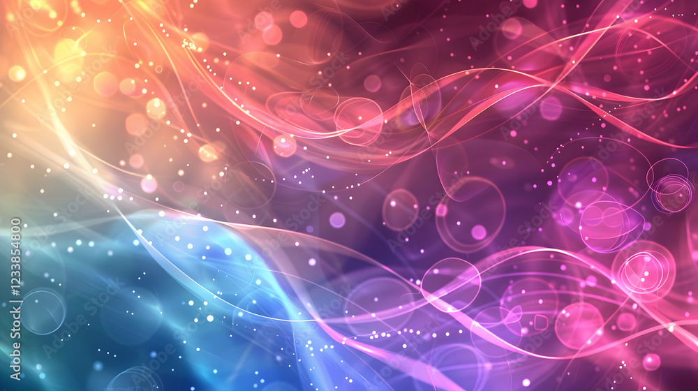 Poster abstract colorful waves with light effects and bokeh, creating a vibrant visual experience.