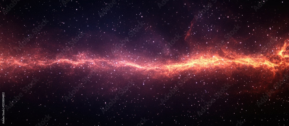 Poster vibrant cosmic landscape showcasing mesmerizing star trails in a long exposure night sky with ample 
