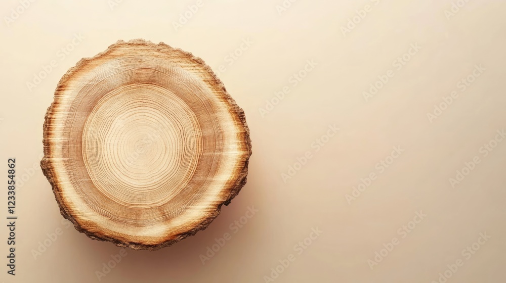 Leinwandbilder tree cross section displaying annual rings with neutral background for text placement and design ele