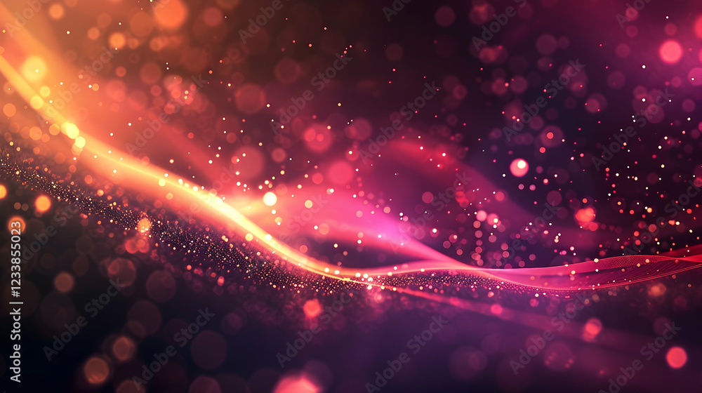 Poster abstract colorful background with swirling lights and particles.