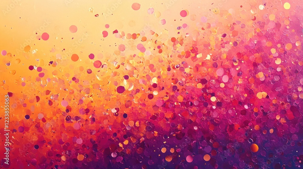 Poster vibrant confetti burst on gradient ombre background with space for text or design elements