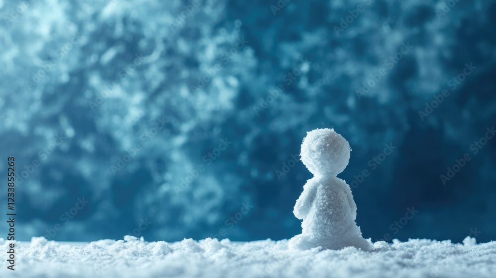 Poster winter scene featuring a snow figure against a frosty background with ample space for text or messag