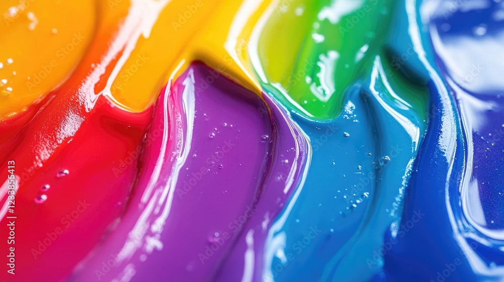 Poster colorful abstract melting paint texture with rich rainbow hues and smooth flowing liquid surface ide