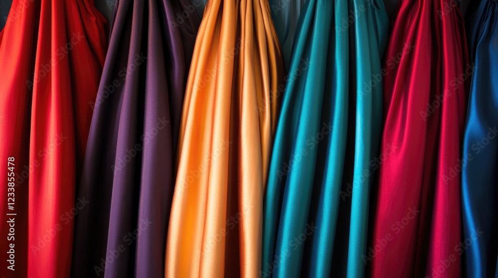 Fototapete Vibrant Colorful Drapes and Fabrics for Elegant Evening Events with Blank Space for Text Addition