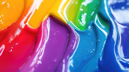 Colorful Abstract Melting Paint Texture with Rich Rainbow Hues and Smooth Flowing Liquid Surface Ideal for Creative Background Use