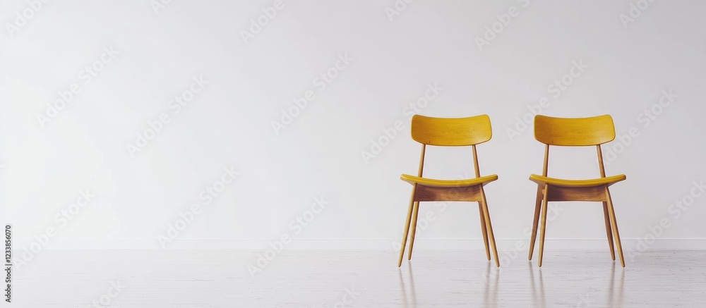Poster scandinavian style dining room featuring black rust and gold table with golden chairs against a mini
