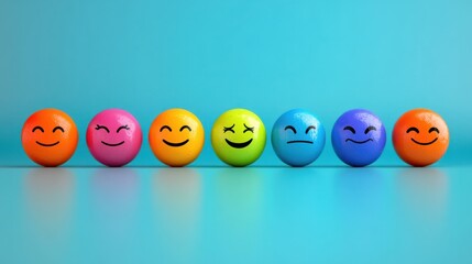 A feedback and rating concept with emoji faces from sad to happy