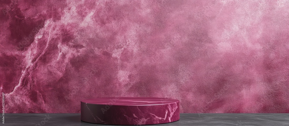 Poster elegant mauve and burgundy abstract background with a pedestal for showcasing cosmetic products and 