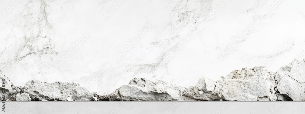Poster elegant white marble texture with detailed cross-section and ample negative space for customizable t
