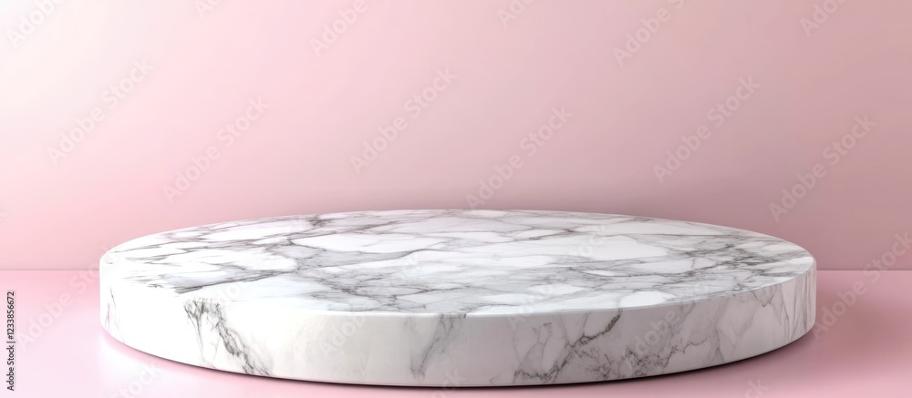 Aufkleber minimalistic white marble podium on pink backdrop ideal for elegant displays and showcasing products