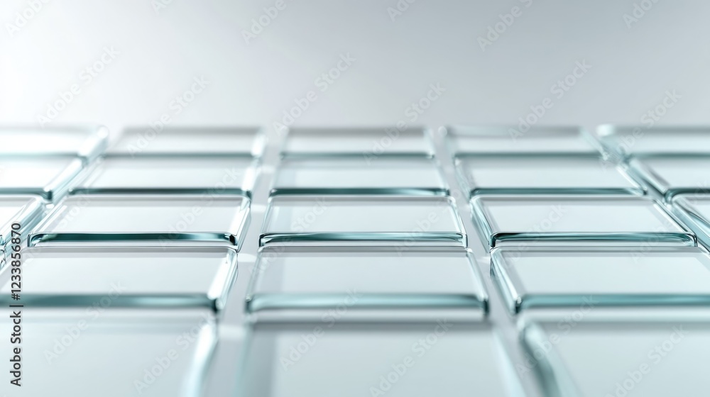 Poster Transparent Glass Squares Layout on Light Background Offering Copy Space for Text and Design Applications