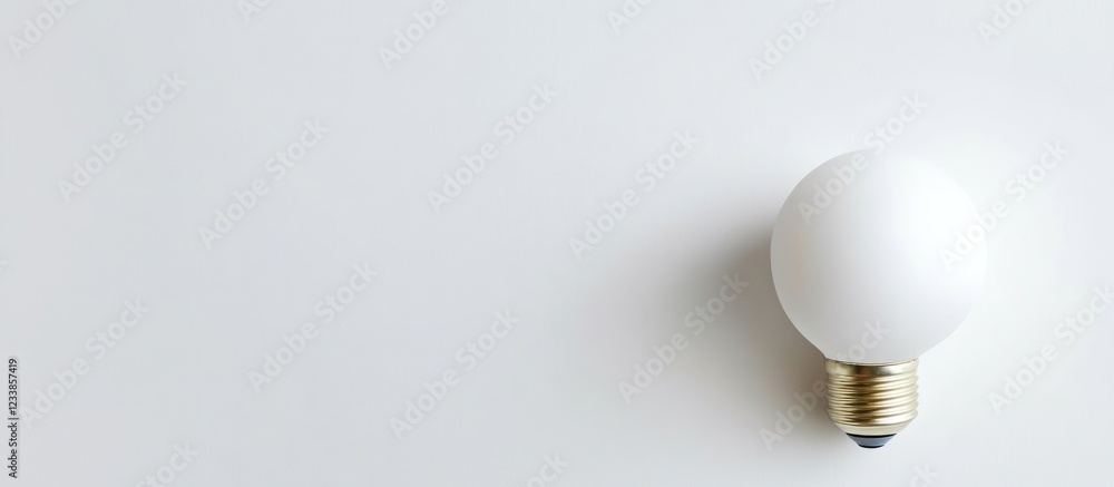Aufkleber white light bulb on white background with ample blank space for creative text or design elements
